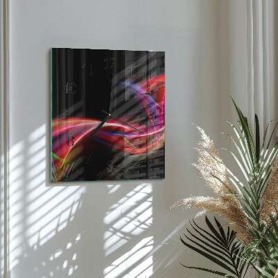 Vierkante glazen wandklok Abstracte lijnen