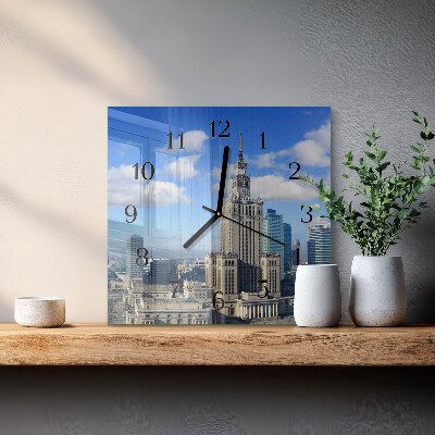 Vierkante glazen wandklok Warschau