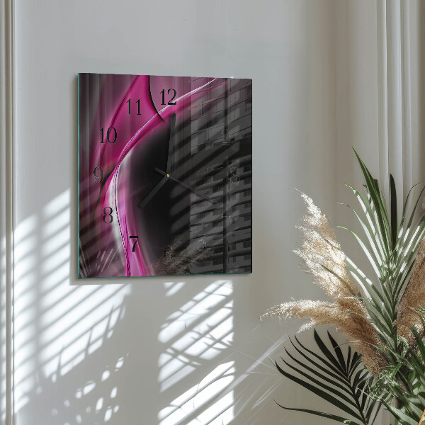 Vierkante glazen wandklok Abstracte lijnen