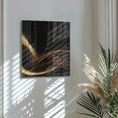 Vierkante glazen wandklok Abstracte lijnen