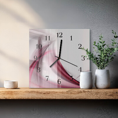 Vierkante glazen wandklok Abstracte lijnen