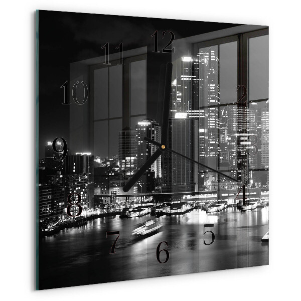 Vierkante glazen wandklok Horizon