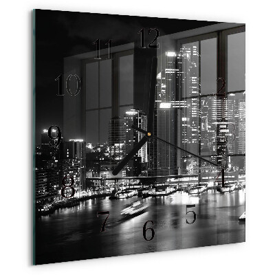 Vierkante glazen wandklok Horizon