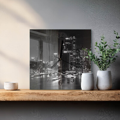 Vierkante glazen wandklok Horizon