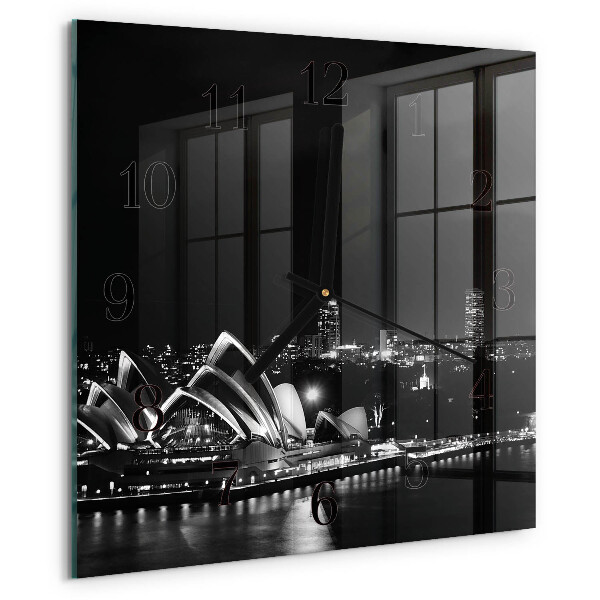 Vierkante glazen wandklok Sydney Horizon