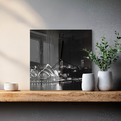 Vierkante glazen wandklok Sydney Horizon