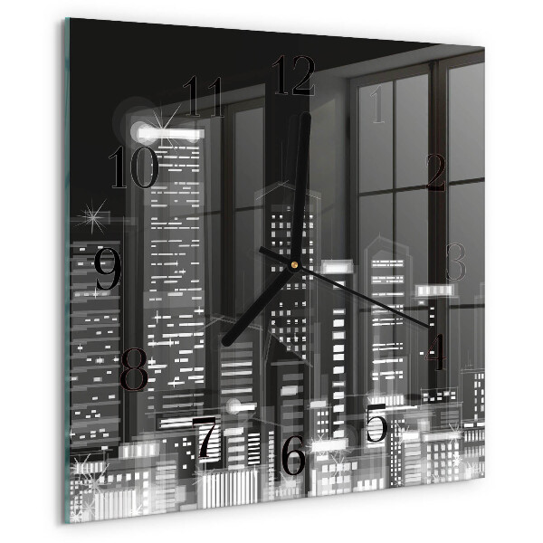 Vierkante glazen wandklok Horizon