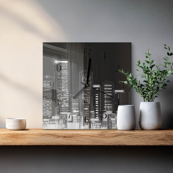 Vierkante glazen wandklok Horizon