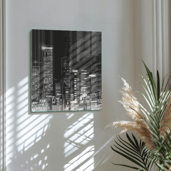 Vierkante glazen wandklok Horizon