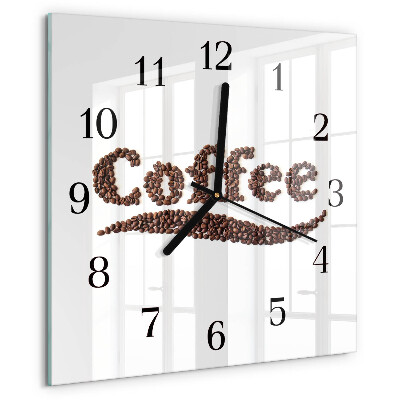 Vierkante glazen wandklok Koffie 