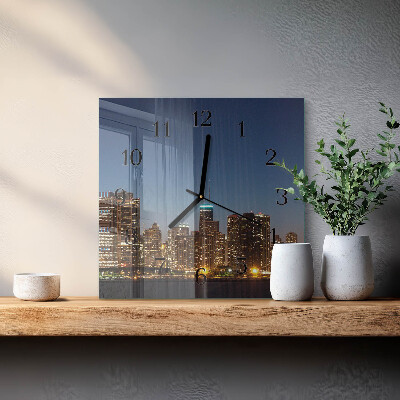 Vierkante glazen wandklok Horizon