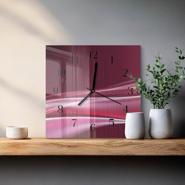 Vierkante glazen wandklok Abstracte lijnen
