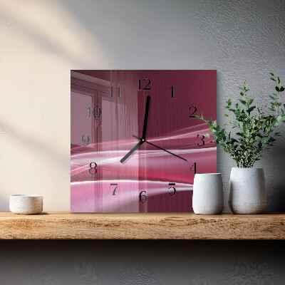 Vierkante glazen wandklok Abstracte lijnen