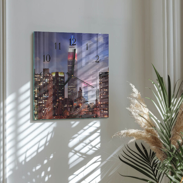 Vierkante glazen wandklok Horizon