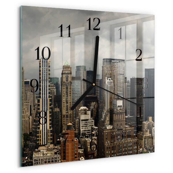 Vierkante glazen wandklok Horizon