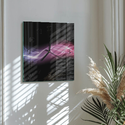 Vierkante glazen wandklok Abstracte lijnen