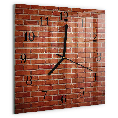 Vierkante glazen wandklok Bakstenen muur