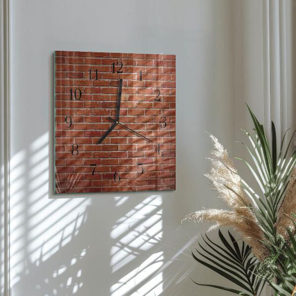 Vierkante glazen wandklok Bakstenen muur