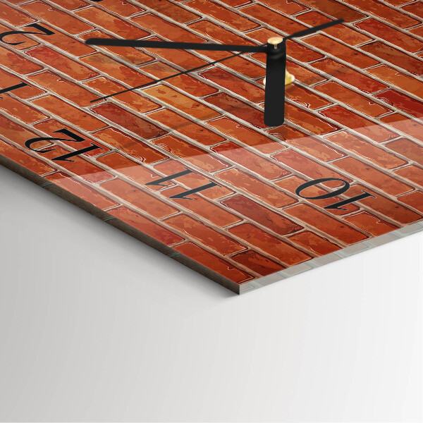 Vierkante glazen wandklok Bakstenen muur