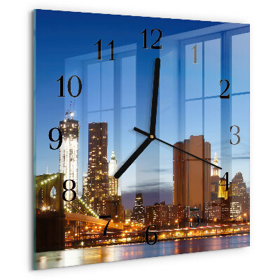 Vierkante glazen wandklok Horizon