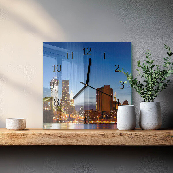 Vierkante glazen wandklok Horizon