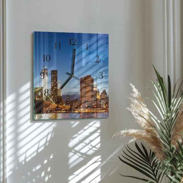 Vierkante glazen wandklok Horizon