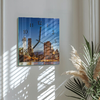 Vierkante glazen wandklok Horizon