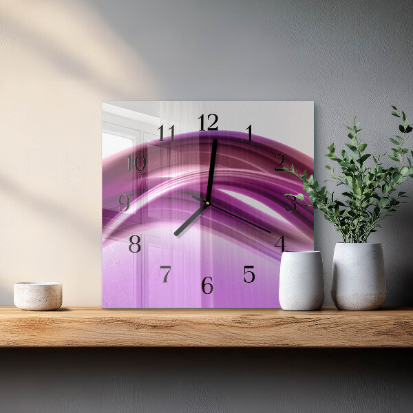 Vierkante glazen wandklok Abstracte lijnen