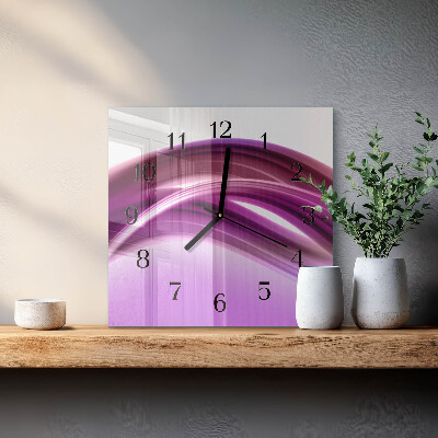 Vierkante glazen wandklok Abstracte lijnen