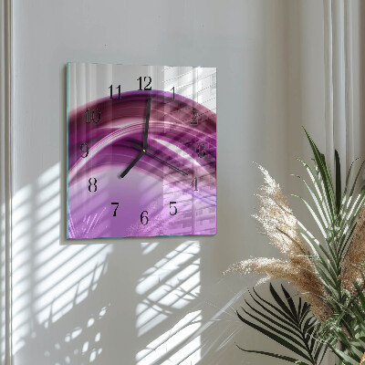 Vierkante glazen wandklok Abstracte lijnen