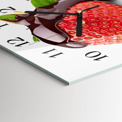 Vierkante glazen wandklok Aardbeienchocolade