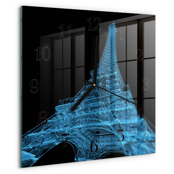 Vierkante glazen wandklok Eiffeltoren Parijs