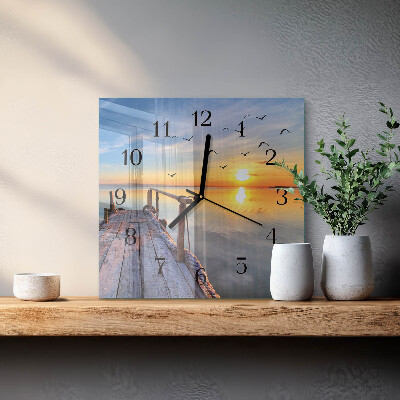 Vierkante glazen wandklok Pier