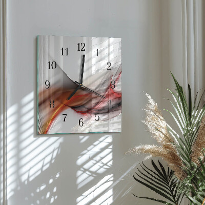 Vierkante glazen wandklok Abstracte lijnen