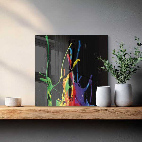 Vierkante glazen wandklok Kleur