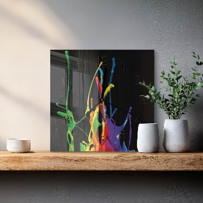 Vierkante glazen wandklok Kleur