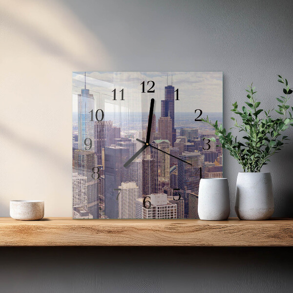 Vierkante glazen wandklok Horizon