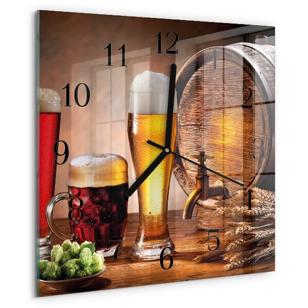 Vierkante glazen wandklok Biervat