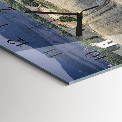 Vierkante glazen wandklok Landschap