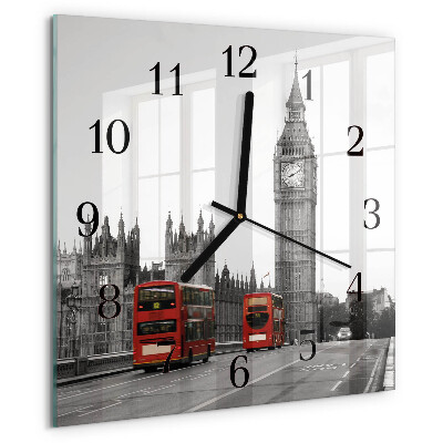 Vierkante glazen wandklok Londen