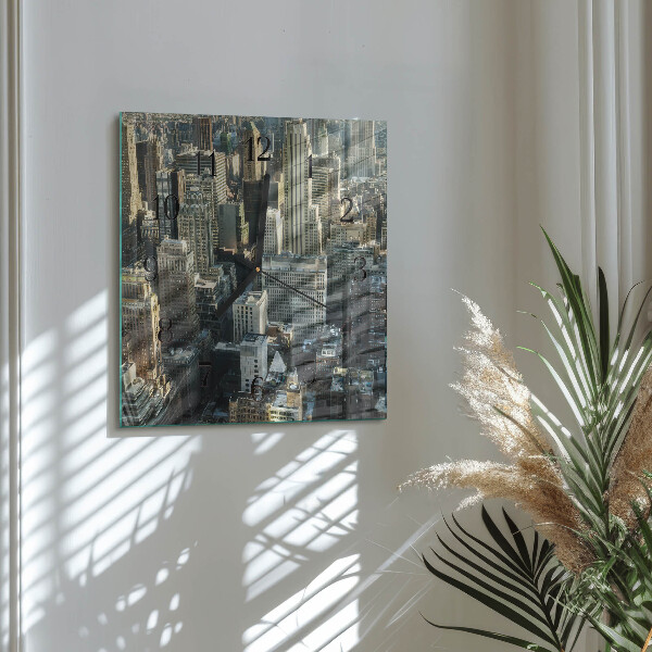 Vierkante glazen wandklok Horizon