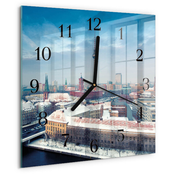 Vierkante glazen wandklok Winterstad