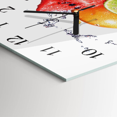 Vierkante glazen wandklok Fruit