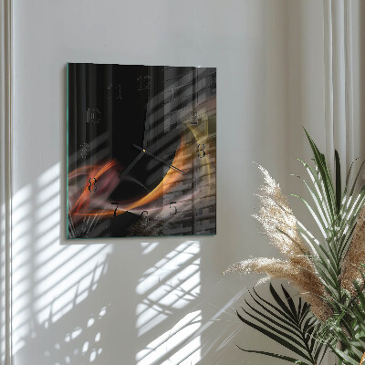 Vierkante glazen wandklok Abstractie