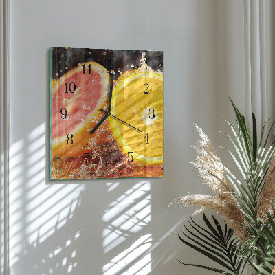 Vierkante glazen wandklok Fruit