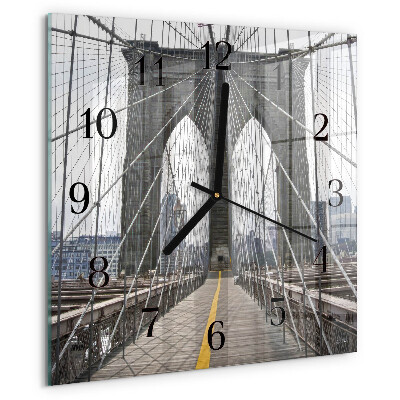 Vierkante glazen wandklok Brooklynbrug