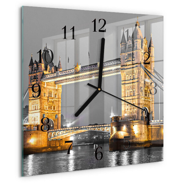 Vierkante glazen wandklok Tower Bridge