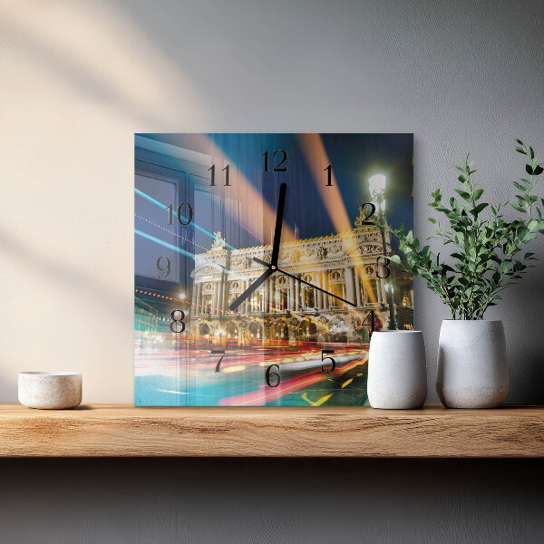 Vierkante glazen wandklok Licht