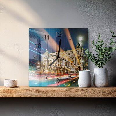 Vierkante glazen wandklok Licht