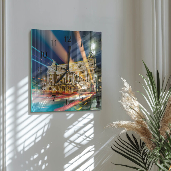 Vierkante glazen wandklok Licht